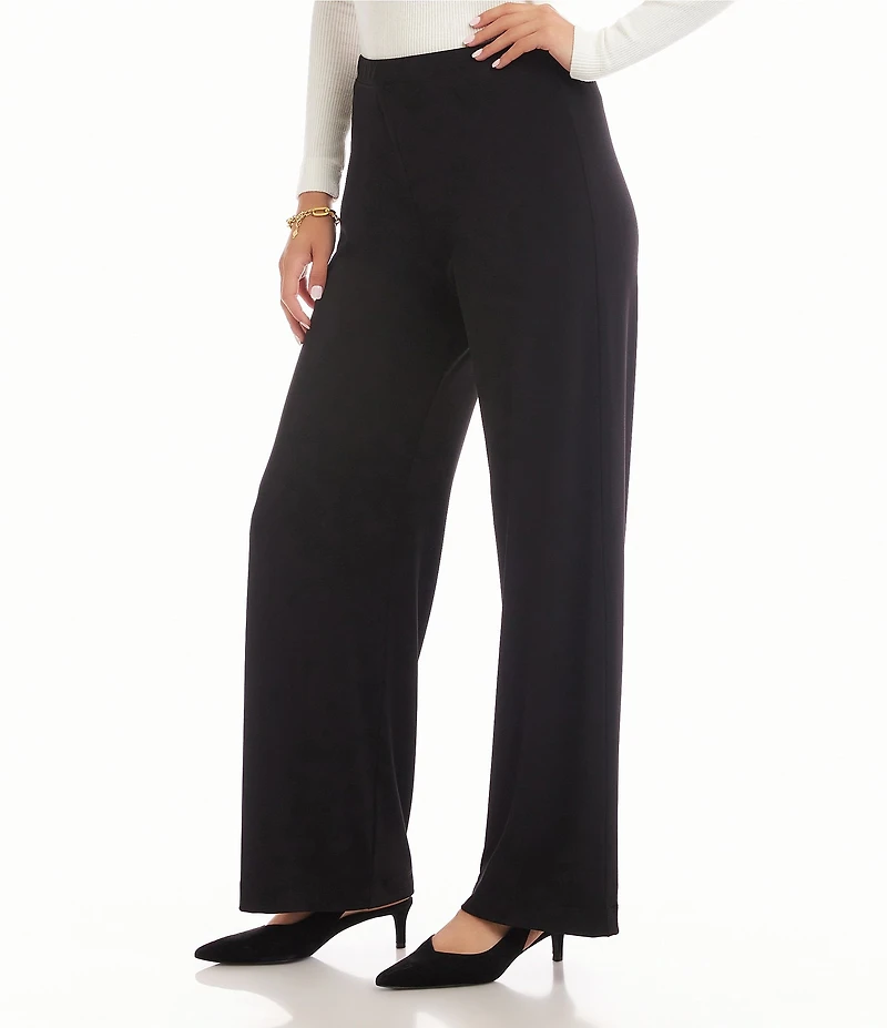 Karen Kane Petite Size Travel Jersey Knit Wide Leg Pull-On Pants