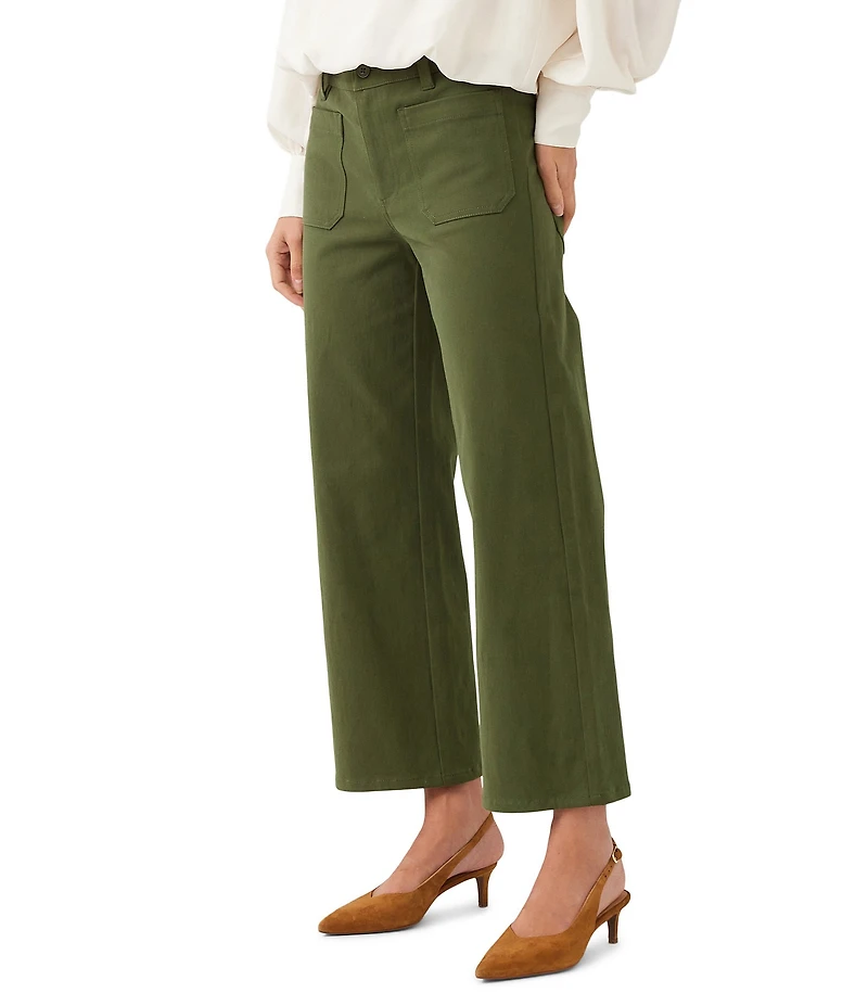 Karen Kane Petite Size Twill High Rise Flared Cropped Pants