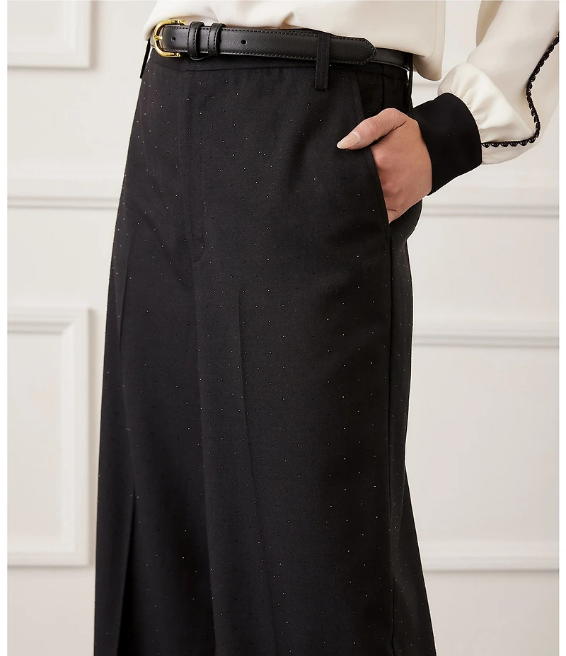 Karen Kane Petite Size High-Rise Sparkle Wide-Leg Trouser Pants