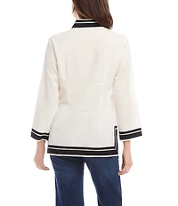 Karen Kane Petite The St. Tropez Y-Neck Bracelet Sleeve Contrast Trim Tunic