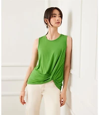 Karen Kane Pick-Up Crew Neck Sleeveless Stretch Jersey Top