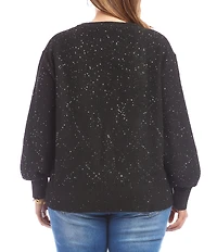 Karen Kane Plus Size Allover Sequin Knit V-Neck Long Sleeve Sweater