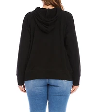 Karen Kane Plus Size Brushed Double Knit Rhinestone-Drawstring Hoodie Sweatshirt