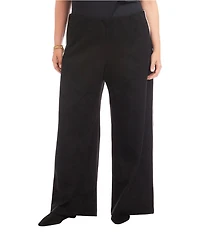 Karen Kane Plus Size Contrast Piped Wide Leg High Rise Pull-On Pants