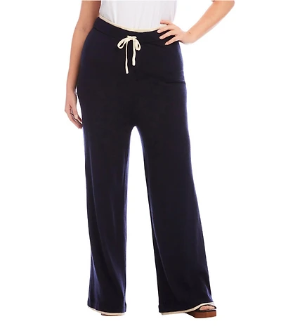 Karen Kane Plus Size Contrast Wide Leg Pull-On Coordinating Sweater Pants