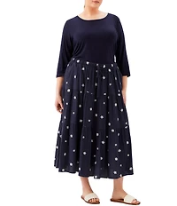 Karen Kane Plus Size Cotton Gauze Embroidered Tiered Midi Skirt