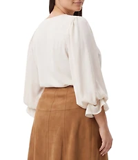 Karen Kane Plus Size Crepe V-Neck 3/4 Layered Sleeve Asymmetric Top