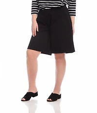 Karen Kane Plus Size Double Stretch Twill High-Rise A-Line Pull-On Shorts