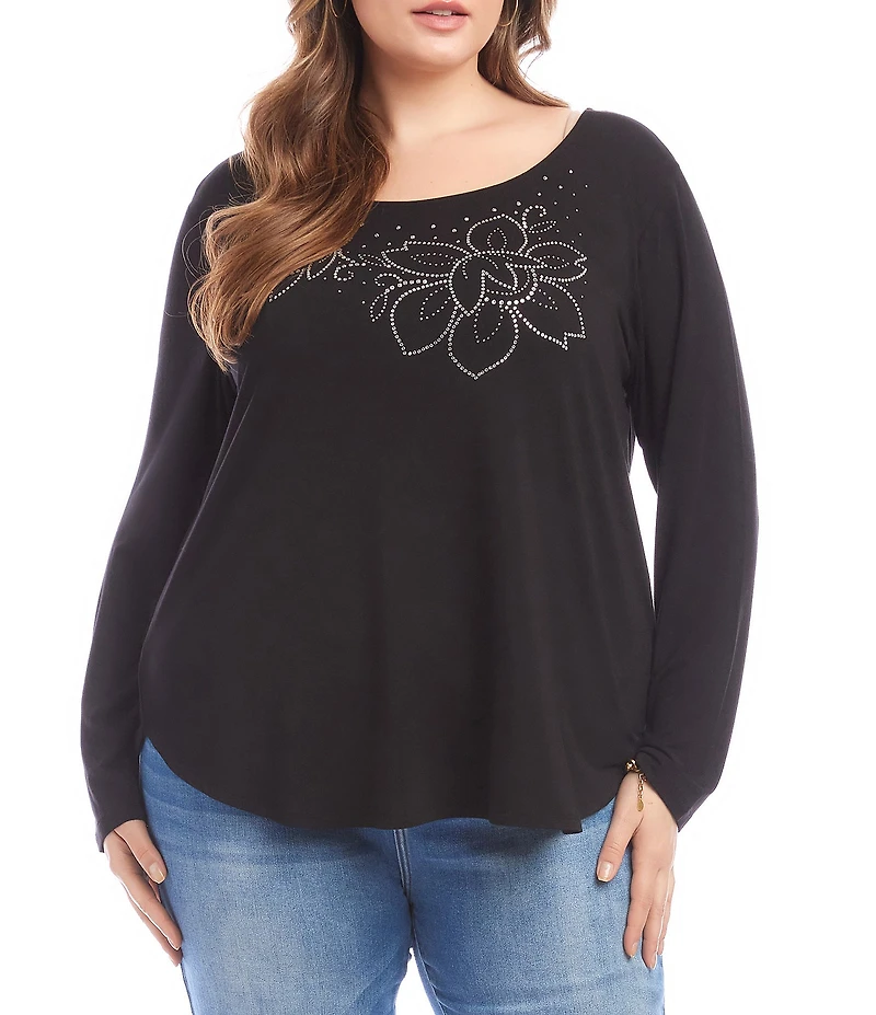 Karen Kane Plus Size Embellished Scoop Neck Long Sleeve Top