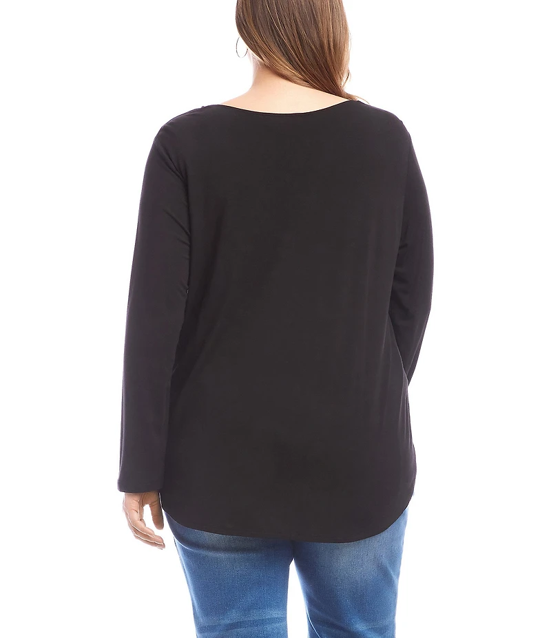 Karen Kane Plus Size Embellished Scoop Neck Long Sleeve Top