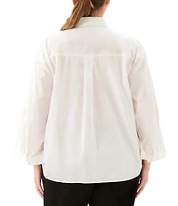 Karen Kane Plus Size Embroidered Palm Tree Button-Front Shirt