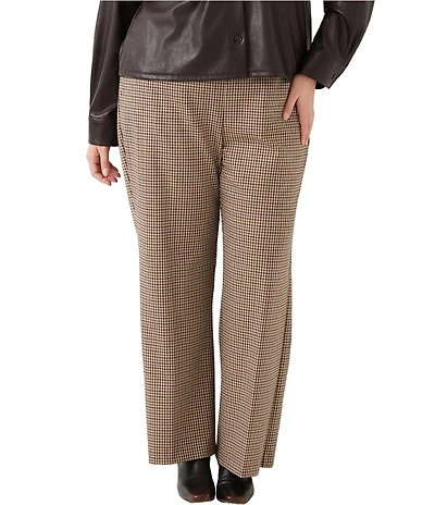 Karen Kane Plus Size Emily Check Stretch Woven Straight Leg Pants