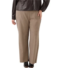 Karen Kane Plus Size Emily Check Stretch Woven Straight Leg Pants