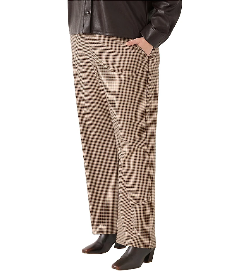 Karen Kane Plus Size Emily Check Stretch Woven Straight Leg Pants