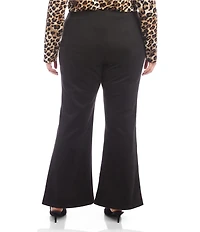 Karen Kane Plus Size Faux Suede Flare Leg Front Slit Pull-On Pants
