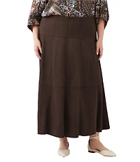 Karen Kane Plus Size Faux Suede Tiered A-Line Midi Skirt