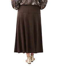 Karen Kane Plus Size Faux Suede Tiered A-Line Midi Skirt