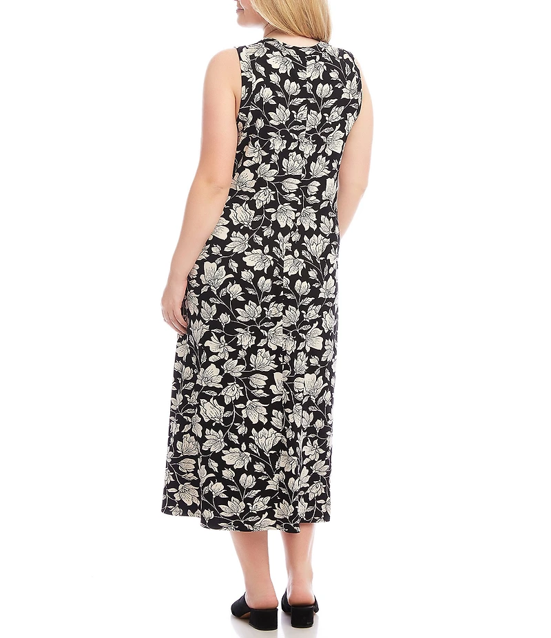 Karen Kane Plus Size Floral V-Neck Sleeveless Midi Sheath Dress