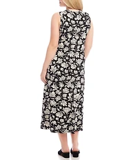 Karen Kane Plus Size Floral V-Neck Sleeveless Midi Sheath Dress