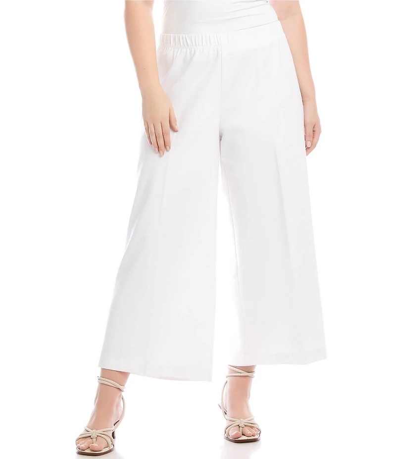 Karen Kane Plus Size High-Rise Cropped Wide-Leg Pull-On Pants