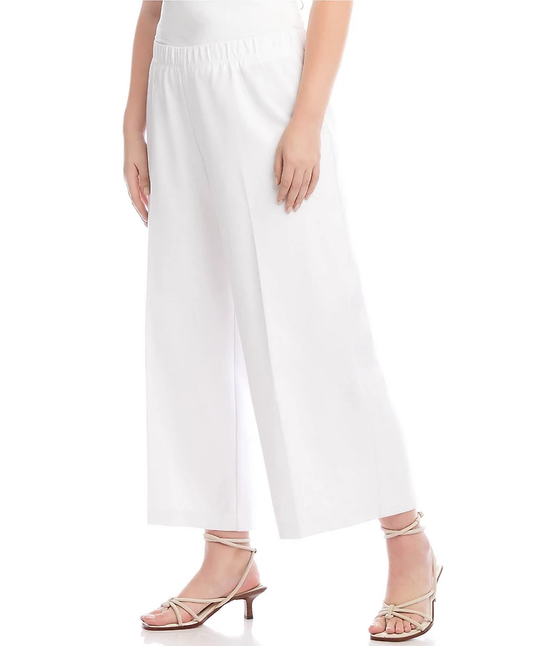 Karen Kane Plus Size High-Rise Cropped Wide-Leg Pull-On Pants