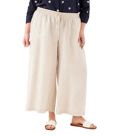 Karen Kane Plus Size High Rise Wide-Leg Pull-On Ankle Pants