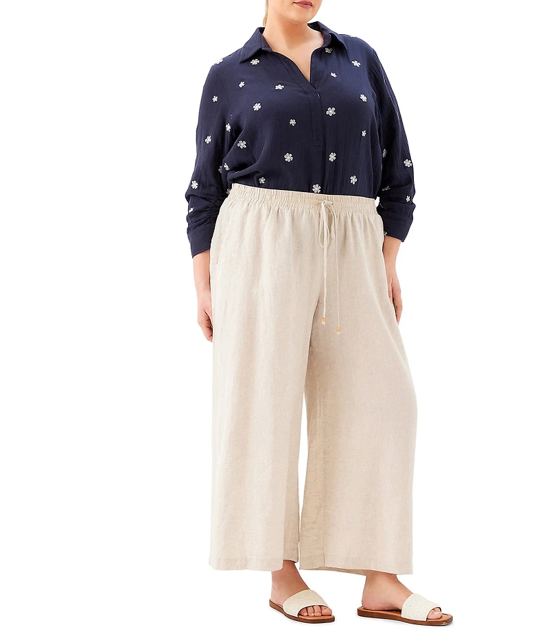 Karen Kane Plus Size High Rise Wide-Leg Pull-On Ankle Pants