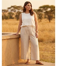 Karen Kane Plus Size High Rise Wide-Leg Pull-On Ankle Pants