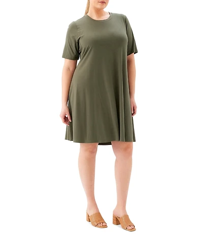 Karen Kane Plus Size Jersey Crew Neck Short Sleeve A-Line Dress