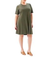 Karen Kane Plus Size Jersey Crew Neck Short Sleeve A-Line Dress