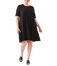 Karen Kane Plus Size Knit Crew Neck Short Sleeve A-Line Dress