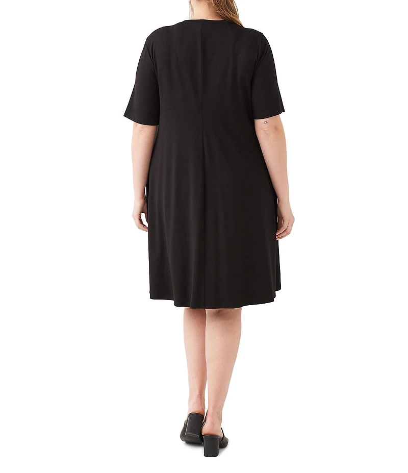 Karen Kane Plus Size Knit Crew Neck Short Sleeve A-Line Dress