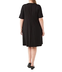 Karen Kane Plus Size Knit Crew Neck Short Sleeve A-Line Dress