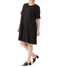 Karen Kane Plus Size Knit Crew Neck Short Sleeve A-Line Dress