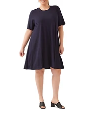 Karen Kane Plus Size Knit Crew Neck Short Sleeve A-Line Dress