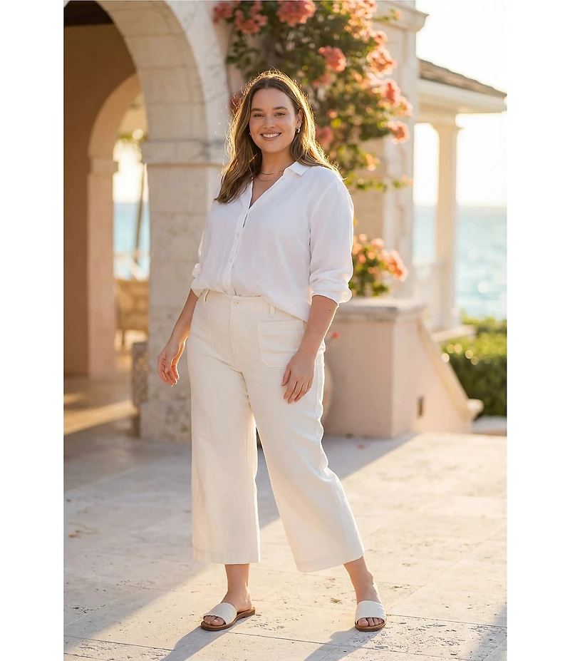 Karen Kane Plus Size Lauren Patch Pocket Wide-Leg Cropped Pants