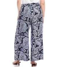 Karen Kane Plus Size Paisley Wide Leg Pull-On Pants