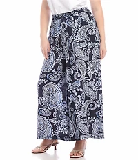 Karen Kane Plus Size Paisley Wide Leg Pull-On Pants