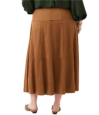 Karen Kane Plus Size Paneled Raw Edge Seam Midi Skirt