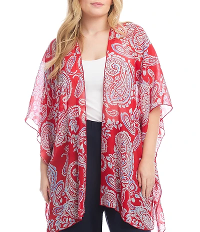 Karen Kane Plus Size Printed Open-Front Jacket