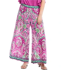 Karen Kane Plus Size Printed Wide Leg Pull-On Pants