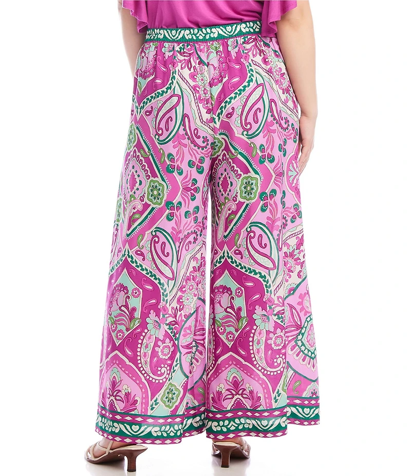 Karen Kane Plus Size Printed Wide Leg Pull-On Pants