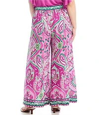 Karen Kane Plus Size Printed Wide Leg Pull-On Pants