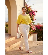 Karen Kane Plus Size Raw Hem Straight Leg Denim Jeans