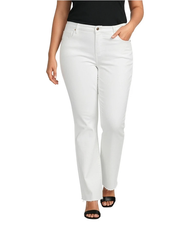 Karen Kane Plus Size Raw Hem Straight Leg Denim Jeans