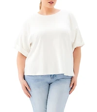 Karen Kane Plus Size Ribbed Knit Crew Neck Short Sleeve Top