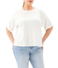 Karen Kane Plus Size Ribbed Knit Crew Neck Short Sleeve Top