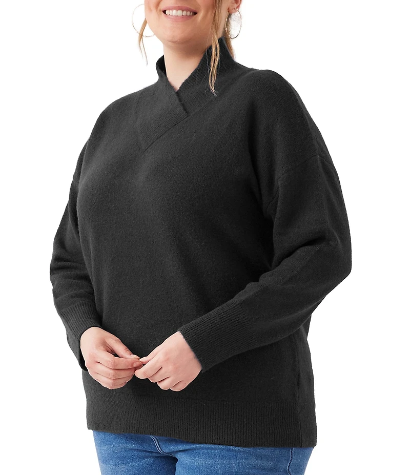 Karen Kane Plus Size Shawl Collar Long Sleeve Sweater