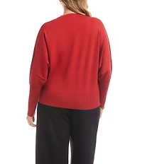 Karen Kane Plus Size Solid Knit Crew Neck Long Dolman Sleeve Sweater