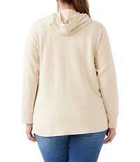 Karen Kane Plus Size Sparkle Rhinestone Drawstring Long Sleeve Crossover Hooded Sweatshirt